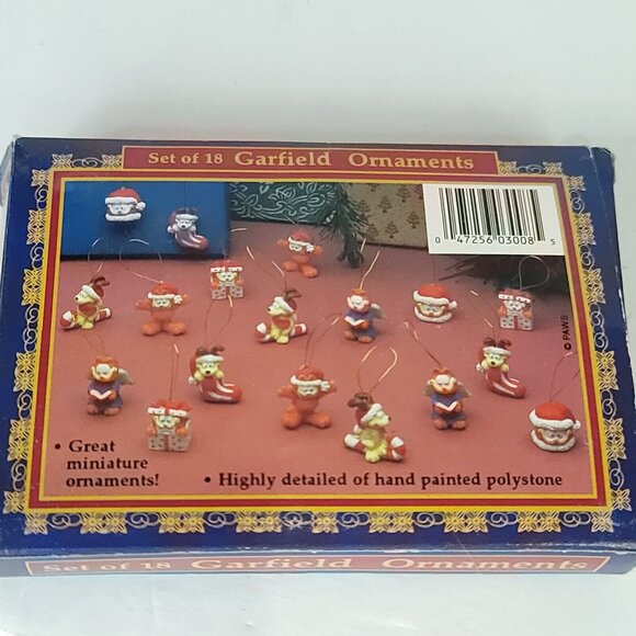 Set of 18 Miniature Hand Painted Garfield & Odie Ornaments by Paws  - Picture 6 of 6
